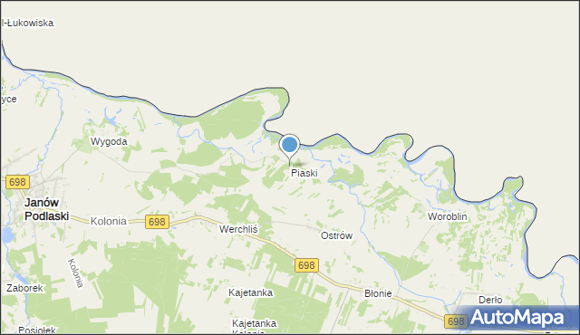 mapa Piaski, Piaski gmina Janów Podlaski na mapie Targeo